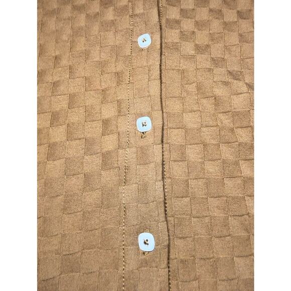 Madewell NWT V-Neck Brown Checkerboard Jacquard Cardigan Size small - Picture 9 of 16